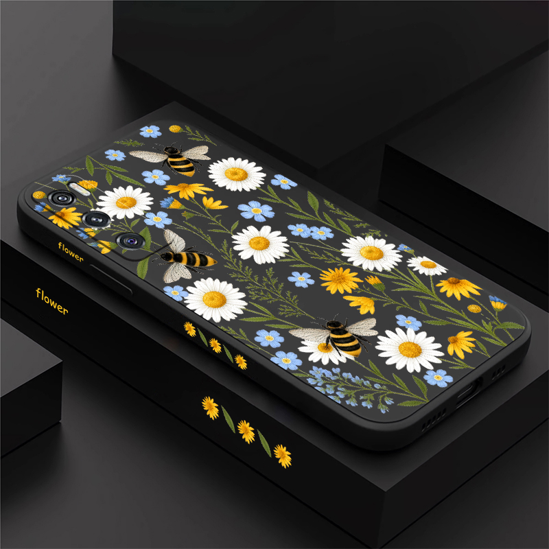 Vivo V40 - Casing dengan Motif Bunga dan Lebah