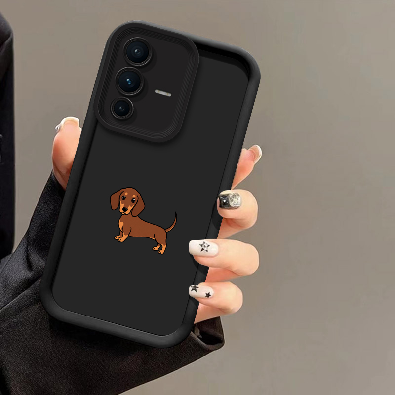 Vivo V40 - Casing Telepon Bergambar Anjing Dachshund untuk